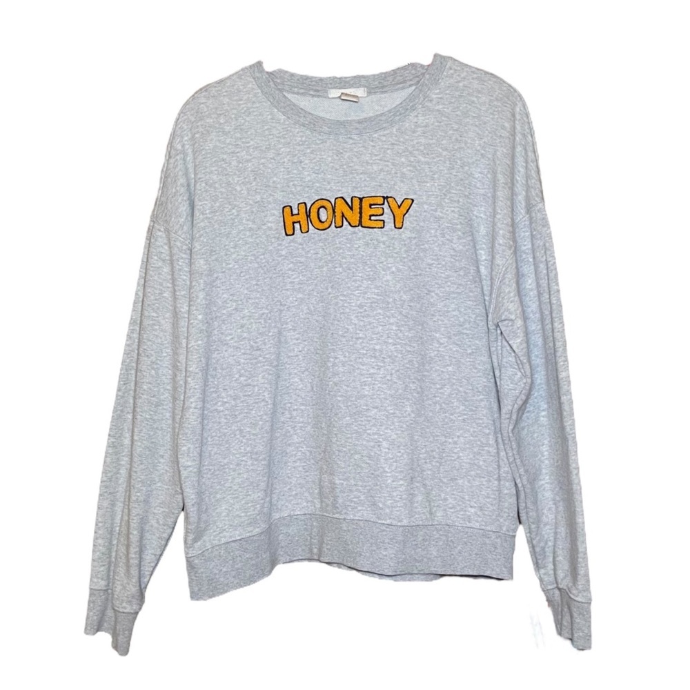 Forever 21 Honey Sweatshirt Size Medium Gray Embroidered